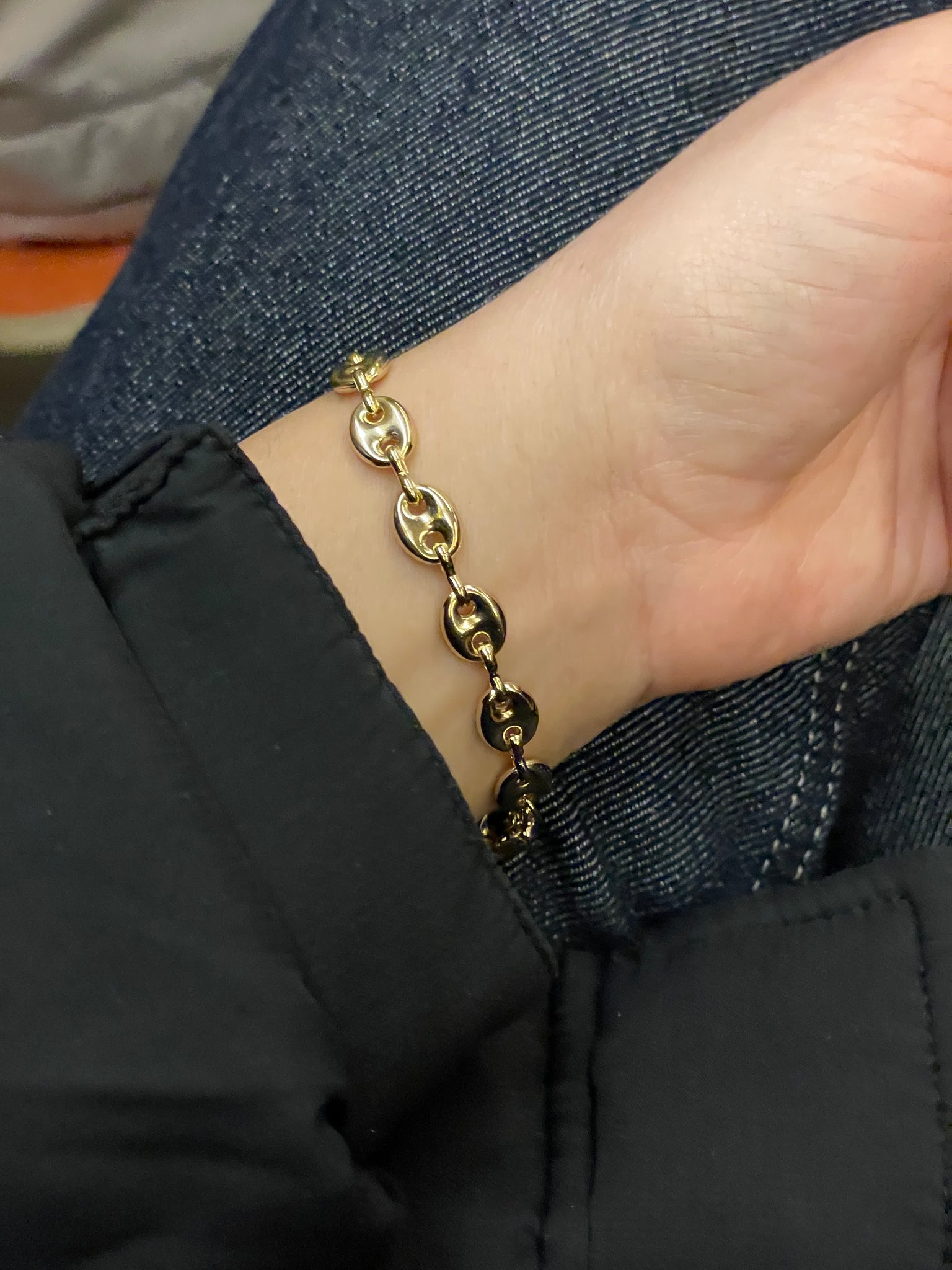 Gold puff mariner bracelet